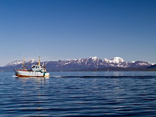 Old fishing boat on a calm sea