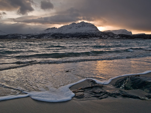 Picture from the beach - First sunlight in Northern Norway this year