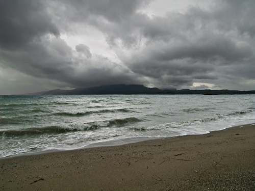 Photo from a windy and rainy day on the beach in northern Norway