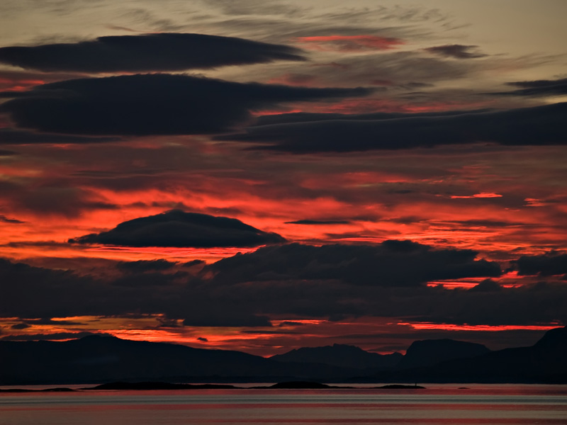Photo of incredible red sunset in northern Norway
