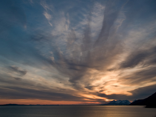 Sunset scene during the spring in Northern Norway