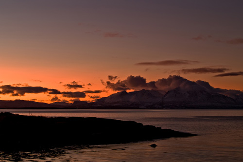 Sunset picture from winter afternoon in Northern Norway